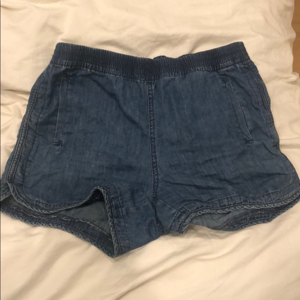 J.Crew mini denim jean elastic waistband shorts